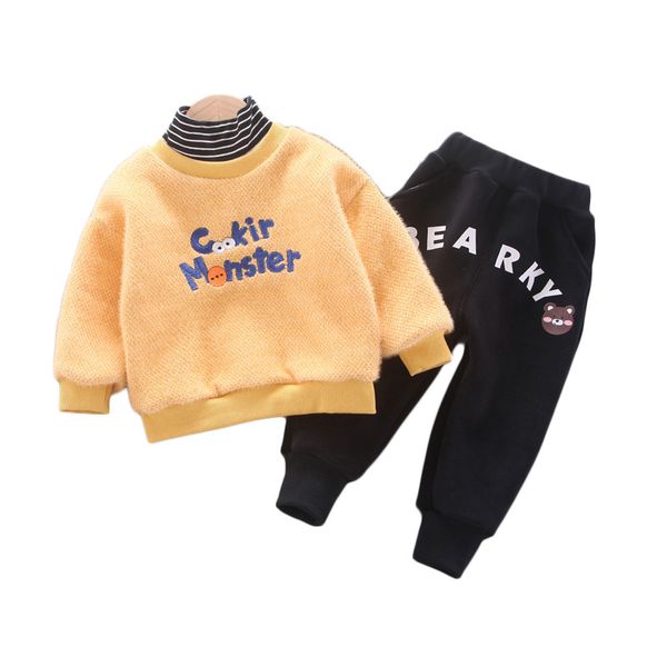 

baby boys girl clothing set o-neck pullover sweatrshirt+pants toddler boys clothes autumn winter long sleeve baby clothes outfit, White