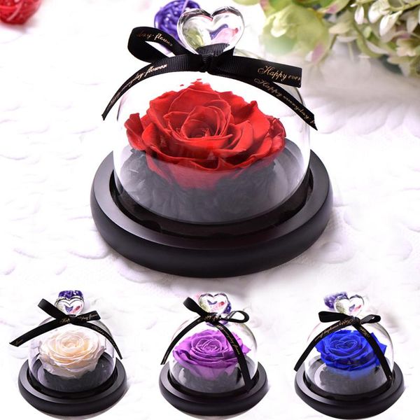 

decorative flowers & wreaths eternal flower glass cover glowing rose with led light creative heart shaped design gifts for women