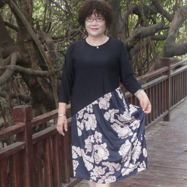 

casual dresses summer 2021 women dress elegant o-neck full sleeve mother of the plus size vestidos loose dark blue fd11, Black;gray