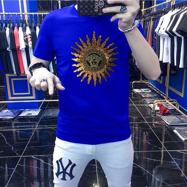 

w0506 men's short sleeved t-shirt, psycho social guy, bottoming shirt, kwai tong, red shirt and half sleeved shirt., White;black