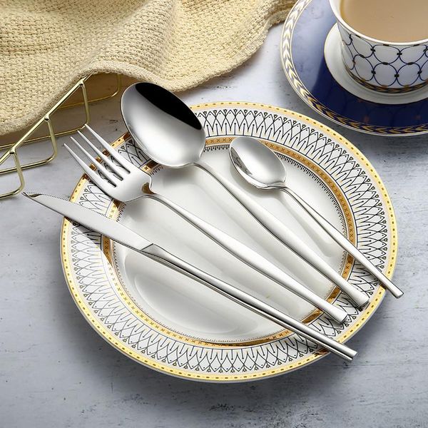 

dinnerware sets stainless steel cutlery silverware spoon set dinner matte gold knives forks spoons eco friendly