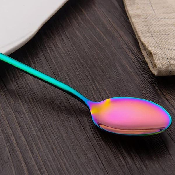 

spoons magic color stainless steel spoon with long handle ice coffee tea home kitchen tableware size 21 cm
