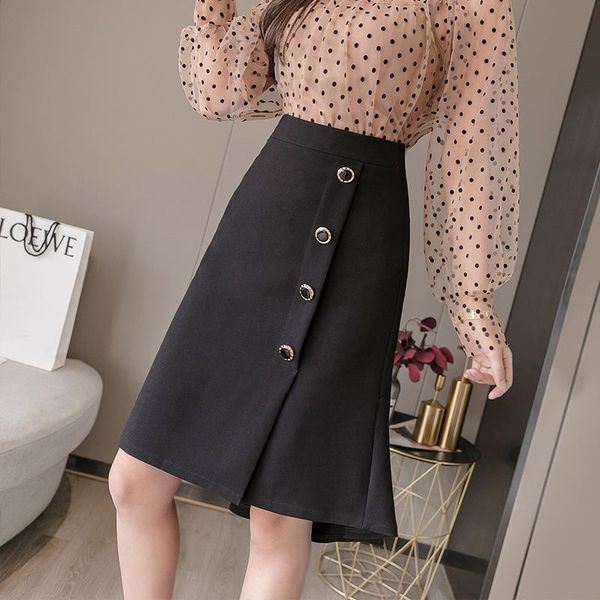 

skirts 2021 spring and autumn women's high waist elegant ladies office bust dovetail quality professional wear, Black