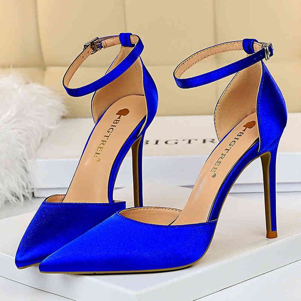 

dress shoes women 10cm high heels size 43 sandals lady wedding bridal scarpins silk satin fetish stiletto pumps blue 6yzf, Black