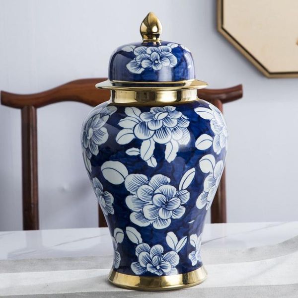 

vases handpainted blue and white floral ginger jar ceramic