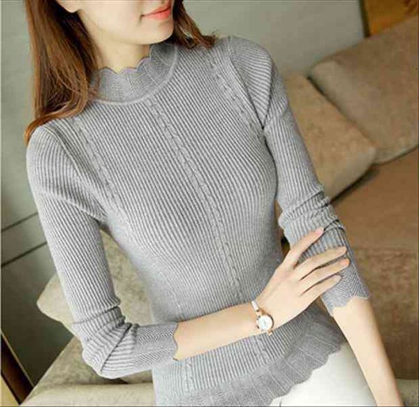 

on spring autumn women ladies turtleneck knitted pull sweater femme korean pull elastic casual pullovers clothes, White;black