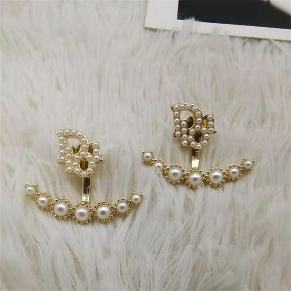 

70% off outlet online 2021 family letter pearl fashion temperament du 18k silver needle earrings women, Golden
