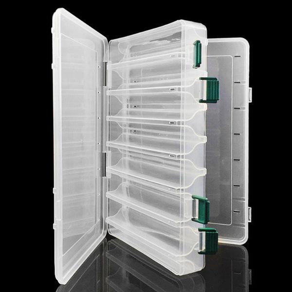 

fishing accessories one piece 27cm*18cm*5cm 14 compartments double sided lure bait hooks tackle waterproof storage box