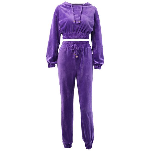 

2021 new two piece suede, loose, long sleeve, hoodie, solid color, tights, women's wear, spring and autumn leisure 676k, Gray