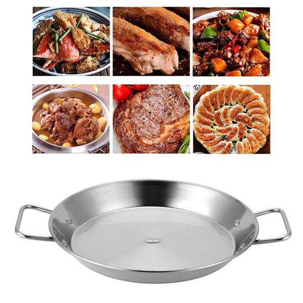 

stainless steel non-stick paella pan spanish seafood frying pot wok cheese cooker cooking pan kitchen cookware
