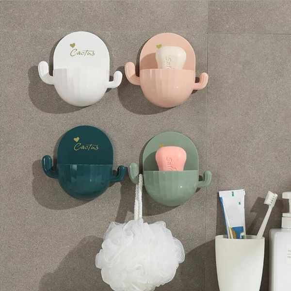 

creative cactus drain soap box cartoon bathroom soap holder storage plate punch-case bathroom supplies gadgets