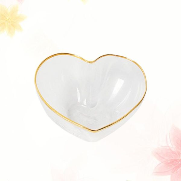 

crystal dessert bowl glass heart with golden trimming for serving fruit salad snack bowls