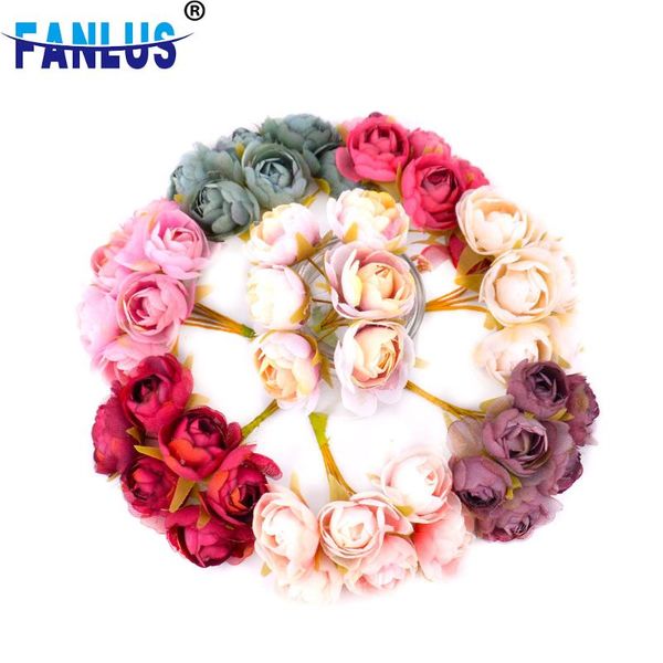 

decorative flowers & wreaths 6pcs/set artificial silk wedding decoration for weddings bouquet flower roses home decorations