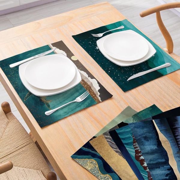 

mats & pads fuwatacchi landscape painting for dining table placemat bowl drink coasters cup kitchen napkins decorative accessories