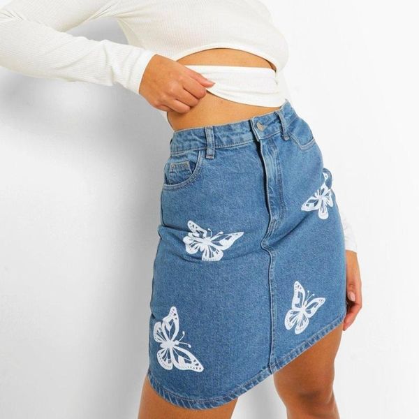 Юбки женская джинсовая карандашная юбка для карандашей с высокой талией Стильная дикая повседневная модная модная хип -мини -мини -минимум с карманами