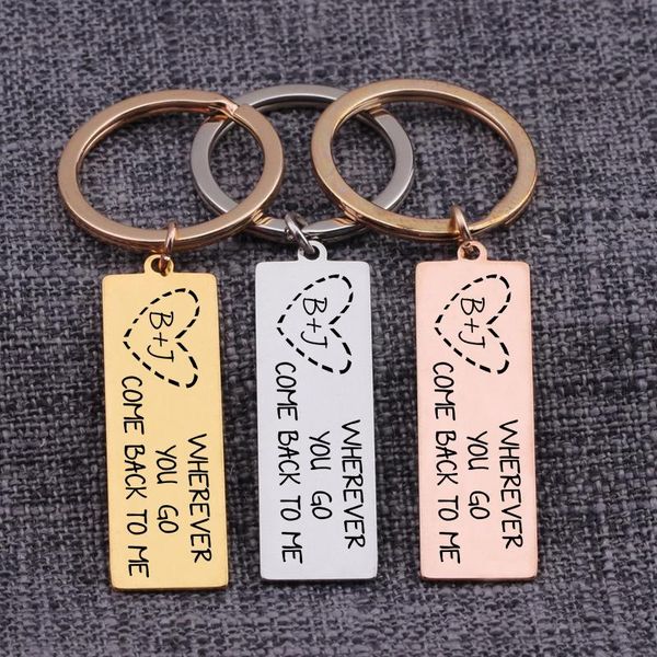 

keychains specialised name wherever you go come back to me customized keychain distance love key tag gift for lover couple bag charm, Silver