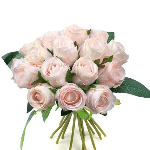 

decorative flowers & wreaths 18 heads artificial roses wedding home autumn luxury flower big bouquet fake decoration quality silk high arran