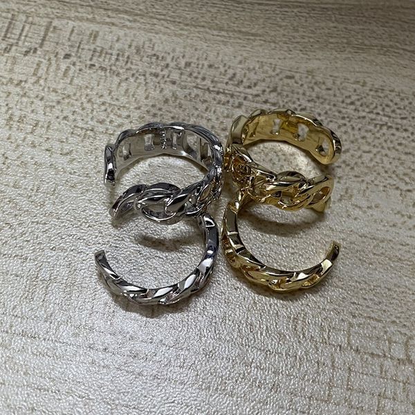 

family luxury designer letter opening adjustable ring net celebrity all-match love c rings fashion h jewelry with box, Silver