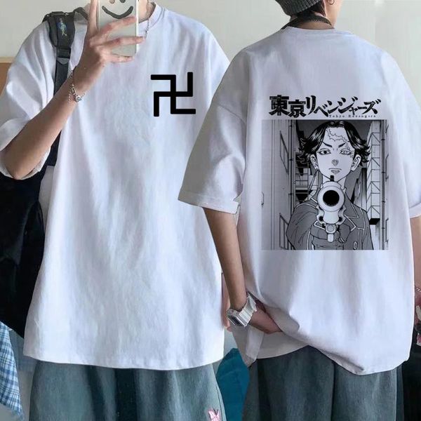 

men's t-shirts 2021 funny japanese anime tokyo revengers 100% cotton t shirt men manga graphic hip hop tshirt male oversized t-shirt, White;black
