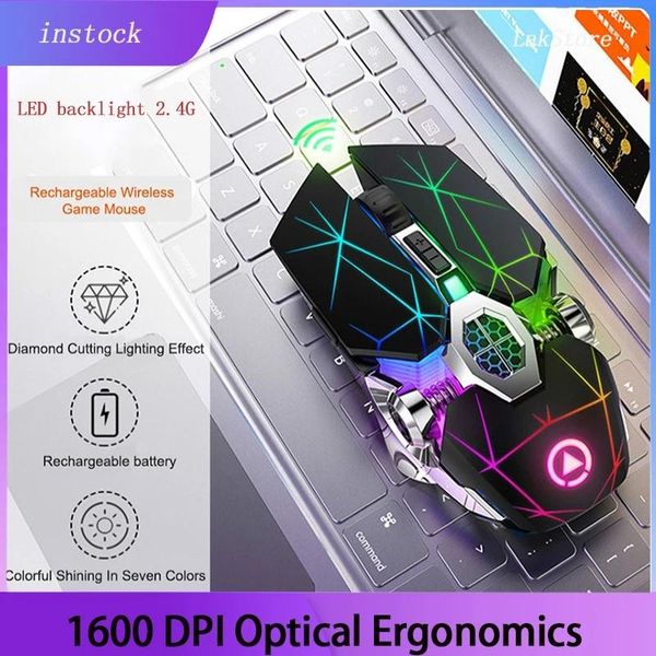 

mice led wireless mouse backlit gaming silent rechargeable ergonomic gamer for computer 2.4g usb optical 1600 dpi