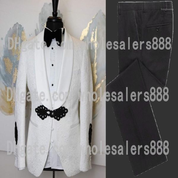

men's suits & blazers groomsmen shawl lapel groom tuxedos white and black men wedding man formal ( jacket + vest pants tie) z123, White;black