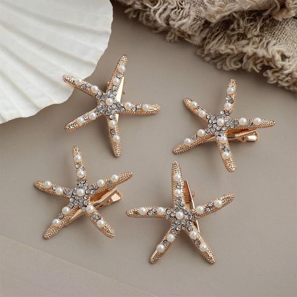 

hair accessories elegant starfish clips beach bridal handmade rhinestone pearl hairpin barrettes festival headwear hairgrip