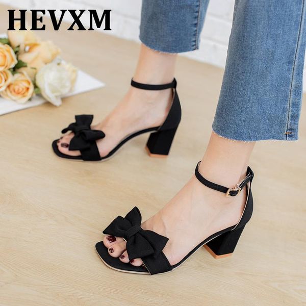 

hevxm 2021 summer new red ruffled sandals women's one-word buckle strap hollow wild thick heel high heel open toe shoes, Black