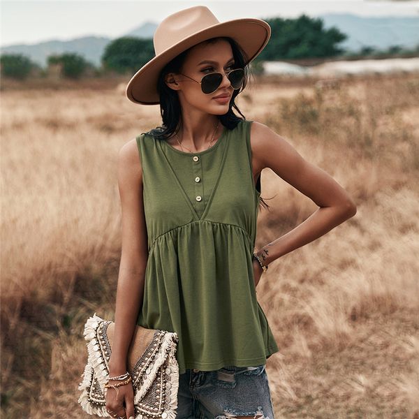 

spring new knitted sleeveless women casual solid color button pullover for woman 2021 loose ladies vest rh2w, Black