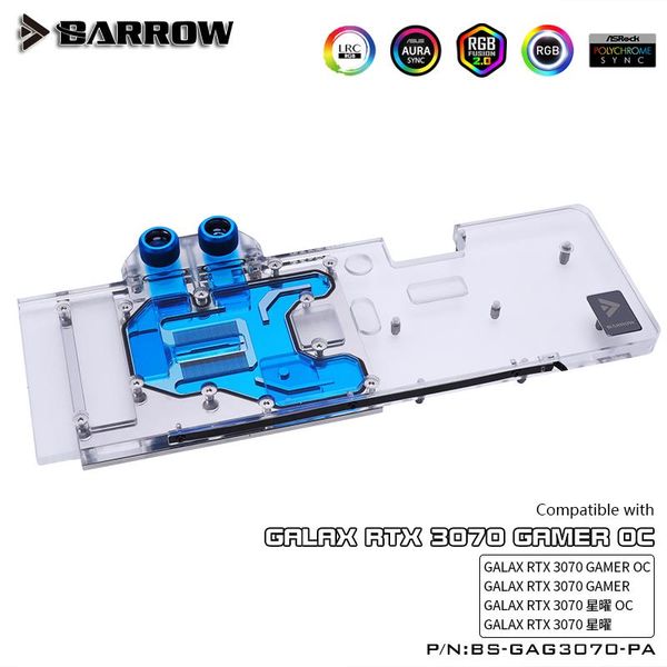 

barrow full coverage water block use for galax rtx 3070 gamer oc gpu card copper radiator block 5v 3pin header a-rgb