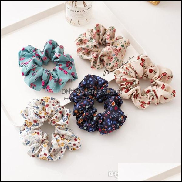 

jewelry jewelryins flower scrunchies rubber ties elastic bands floral ponytail holder freshing scrunchie women hair aessories drop delivery, Pink