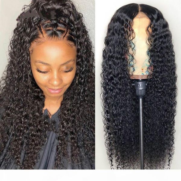 

4x4 13x6 hd transparent lace front human hair wigs for black women remy brazilian kinky curly 4x4 lace closure wig, Black;brown