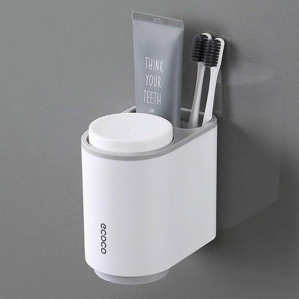 

bathroom storage & organization plastics toothbrush toothpaste shelf holder magnetic sticker home seamless rack organizer with two cups