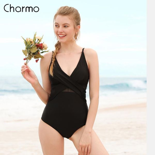 

one-piece suits charmo women one piece swimsuit monokini bandage backless swimwear beach wear bathing suit halter neck
