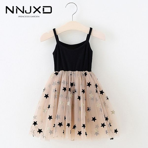 3-8 Jahre Sommer Mädchen Kleidung Kinder Kleider Für Mädchen Freizeitkleidung Bling Star Sling Kleid Baby Mädchen Party Kinder Kleidung Q0716