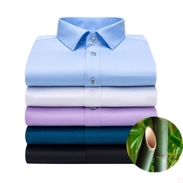 

men's dress shirts men brand shirt formal office 21% bamboo elastic fabric for spring summer solid turndown collar long sleeve a0828140, White;black