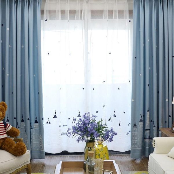 

curtain & drapes modern and simple childlike cute castle printing embroidery high shading wild fresh curtains for living room bedroom