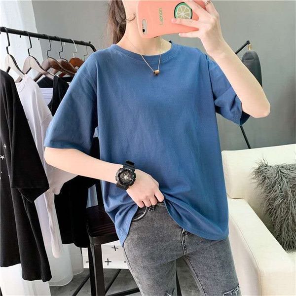 

new lovely round neck solid cotton women's t-shirt 210315, White