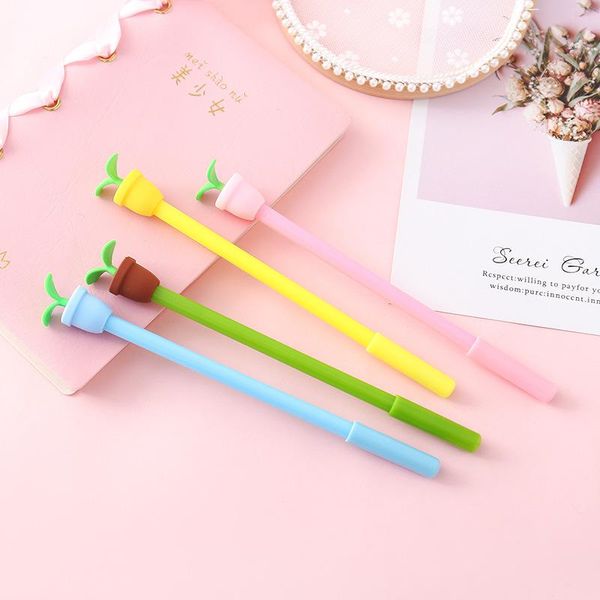 

gel pens potted plant pen cute 0.5 mm black ink signature promotional gift stationery school supplies