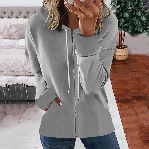 

women's hoodies & sweatshirts oversized womens hooded full zip solid color long sleeve lightweight pockets women casual jacket coat, Black