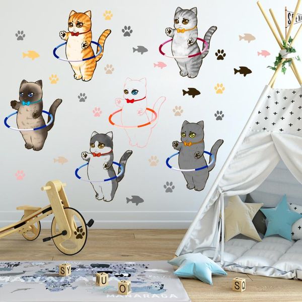 

wall stickers cartoon cat diy living room bedroom decor kids nursery decoration decals for furniture