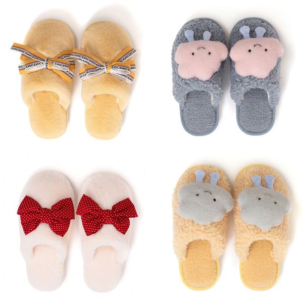 

newly girl shoes bowknot autumn winter clouds cute home cotton slipper black red grey women warm breathable fashion all inclusive plush slip