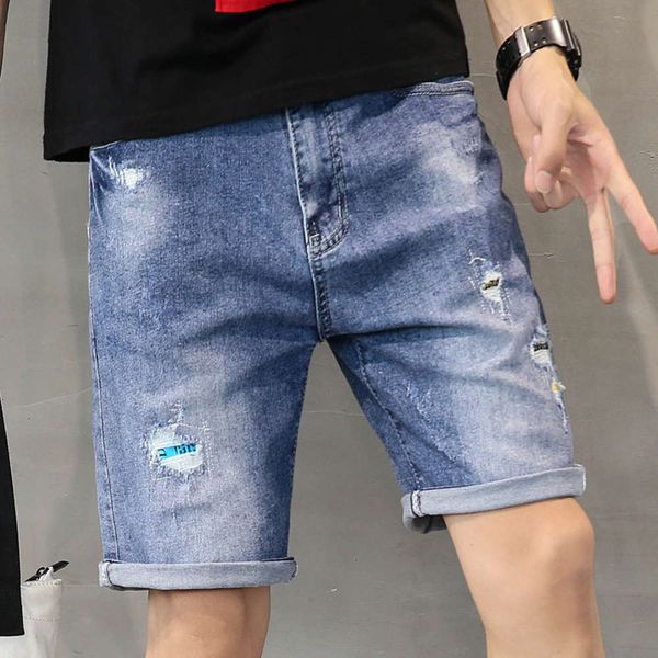 

2021men's jeans shorts in summer, Blue