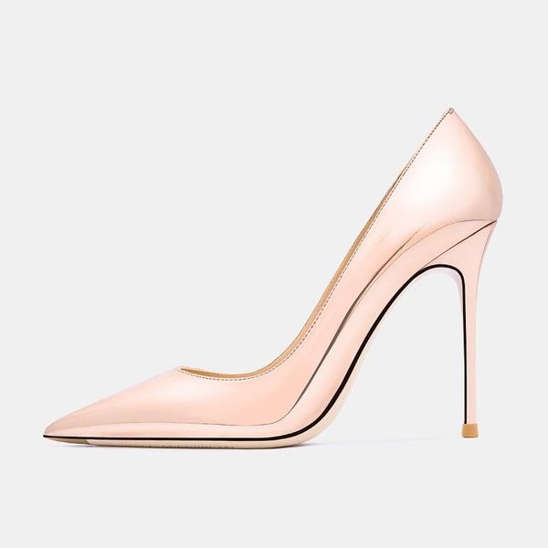 

dress shoes 2021 patent leather woman high heels pumps tacones pointed toe party ladies wedding big size fashion women 12cm, Black