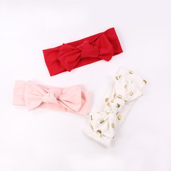 

15pcs boutique gold dot hair bow headbands solid color bowknot soft hairbands newborn princess headwear fashion hair accessories, Slivery;white