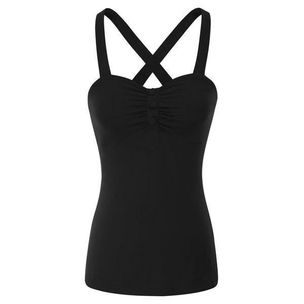 

women summer clothes vintage retro cross back buttons decorated ruched cotton slim clubwear strappy, White