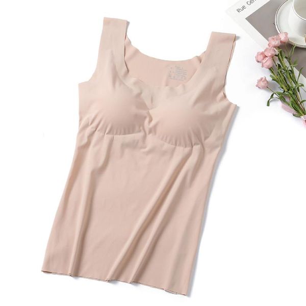

camisoles & tanks thin ice silk bra with padded women solid tank breathable high elastic cami vest female sleep camisole -xl size, Black;white
