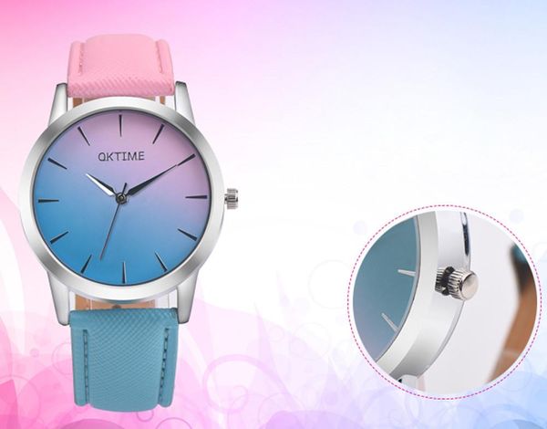 

wristwatches retro rainbow design leather band analog alloy quartz wrist watch classic look f605, Slivery;brown