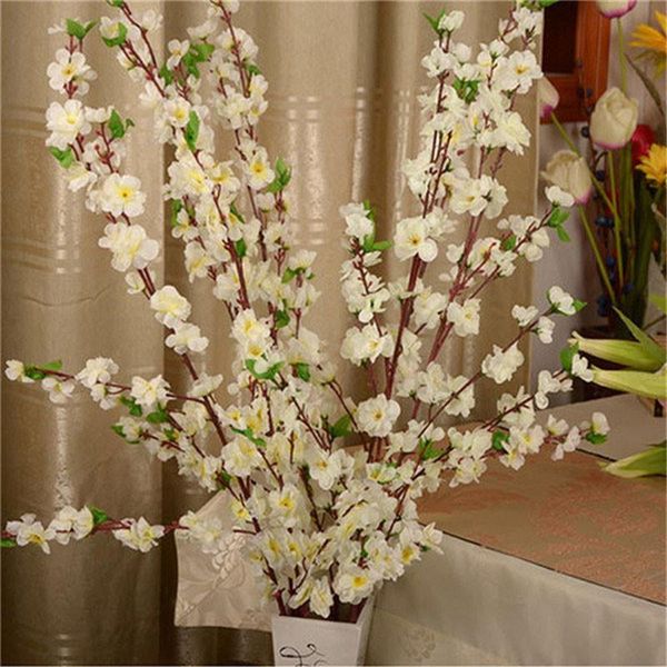 

new artificial cherry spring plum peach blossom branch silk flower home wedding decorative flowers plastic peach bouquet 65cm