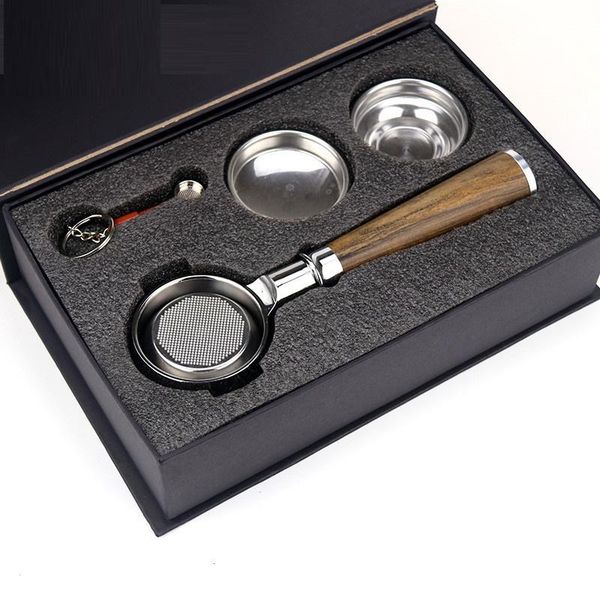 

coffee filters 58mm stainless steel double ear machine handle bottomless filter portafilter universal wooden e61 espresso tools