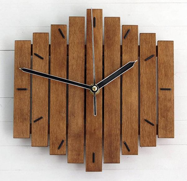 

slient xylophone wooden wall clock modern design vintage rustic shabby clock quiet art watch home decoration wf1105